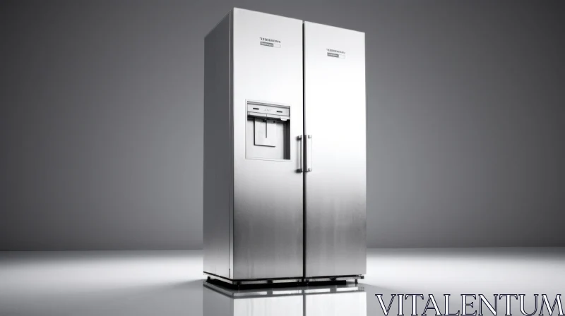 AI ART Modern Stainless Steel Refrigerator with Digital Display and Water Dispenser