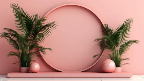 Pink Room 3D Rendering with Circular Stage