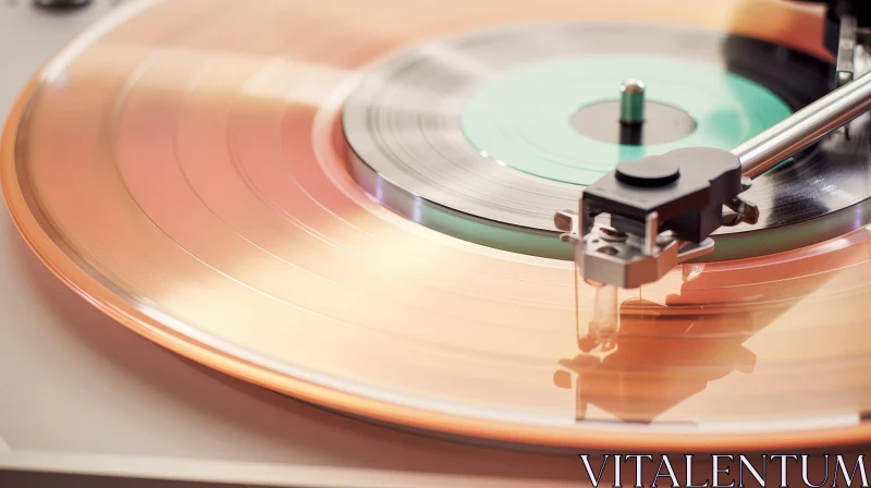 AI ART Pink Vinyl Record Player Close-Up