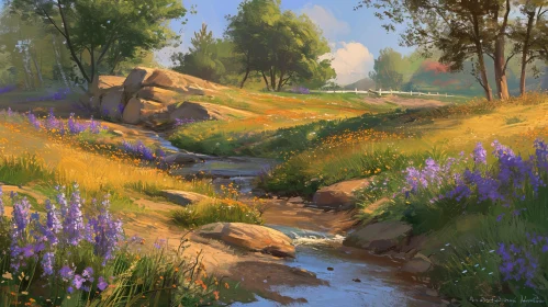Tranquil River Landscape Painting