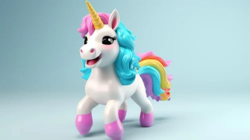 Adorable Rainbow Unicorn 3D Rendering