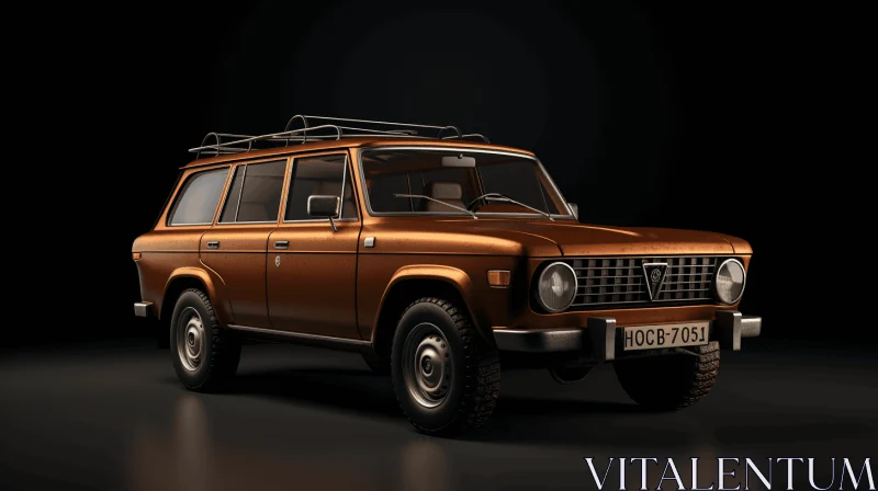 Brown Jeep on Dark Background - Realistic and Hyper-Detailed Rendering AI Image