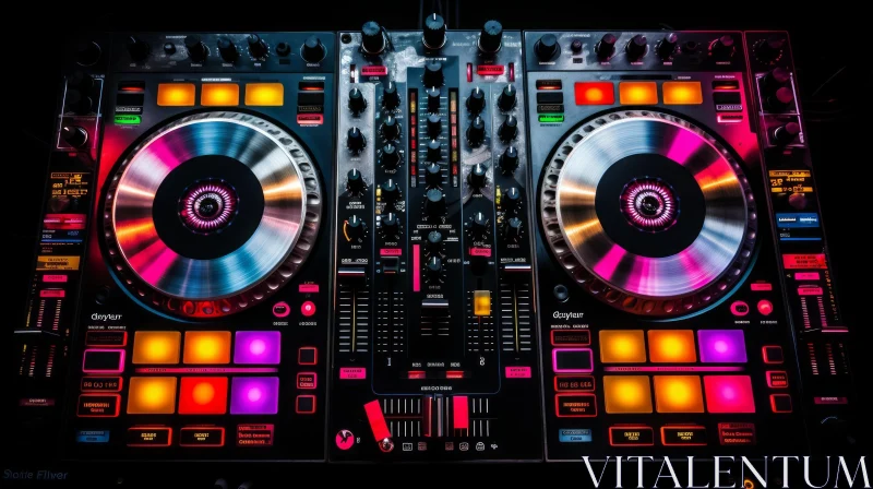 DJ Controller with Colorful Illumination AI Image