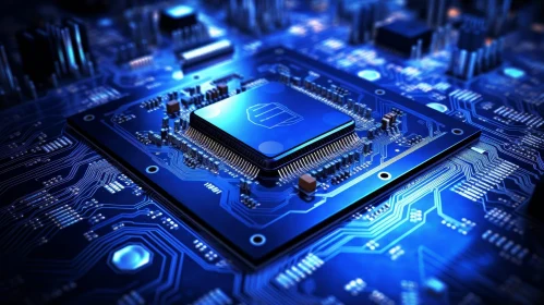Futuristic Computer Circuit Board with CPU Chip