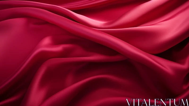 Luxurious Red Silk Fabric with Soft Folds AI Image