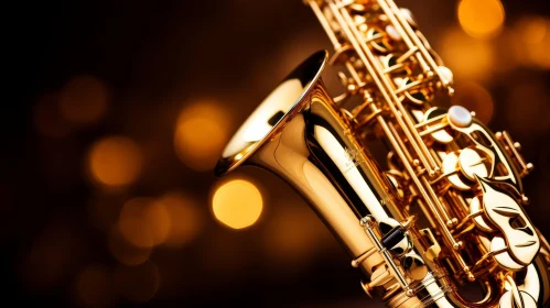 Shimmering Gold Saxophone Close-Up | Musical Instrument Photography