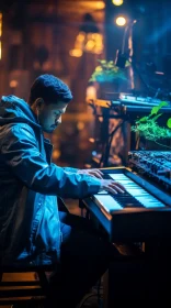 Young Man Playing Synthesizer - Musician Portrait