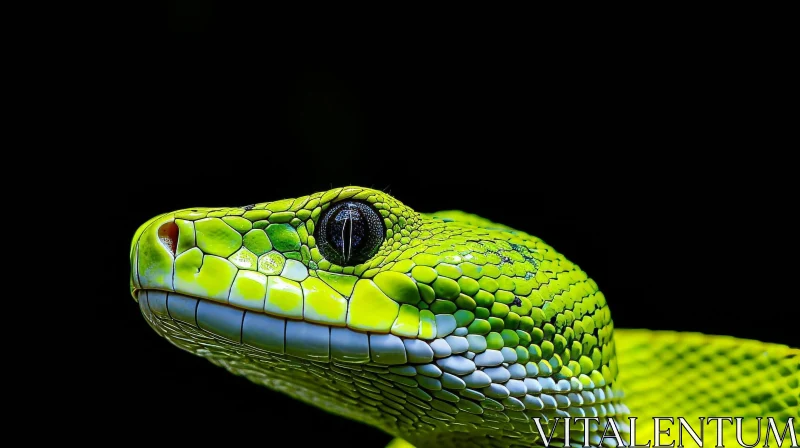 Detailed Green Snake Close-Up | Wildlife Photography AI Image