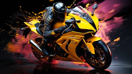 Man Riding Yellow Sports Motorcycle