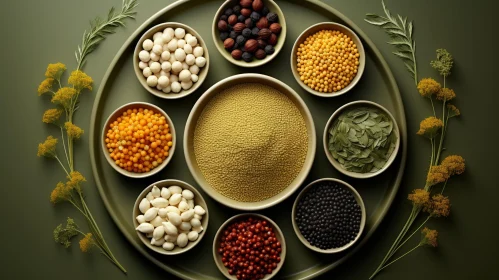 Nutritious Seeds and Grains Flat Lay Circle