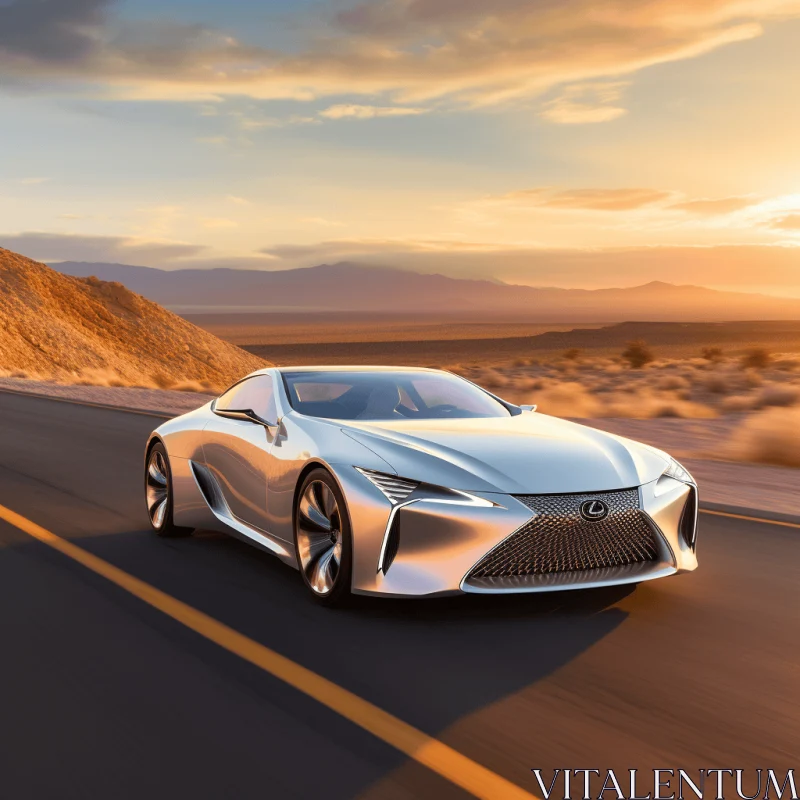 Serenity in Motion: 2019 Lex LC Concept Car with Sunset Reflection AI Image