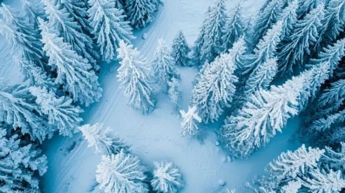 Snow-Covered Forest Aerial View