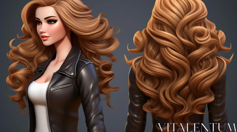 AI ART Young Woman 3D Illustration - Confidence and Fashion
