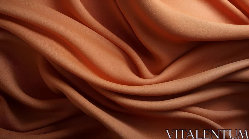 Brown Silk Fabric with Pleats - Elegant Close-Up View AI Image