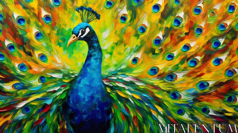 Exquisite Peacock Painting - Colorful Realism AI Image
