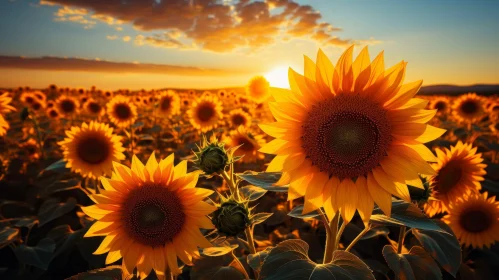 Sunflower Field at Sunset - Nature Landscape