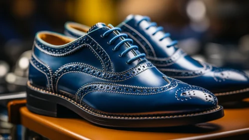 Blue Leather Shoes - Classic Design for Formal Occasions