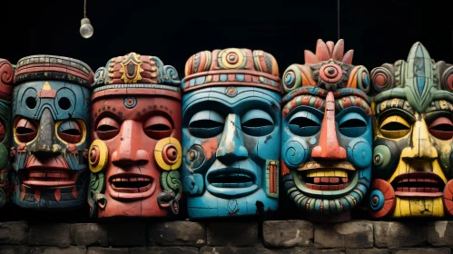 Colorful Wooden Masks with Intricate Designs - Mexican Art Inspiration