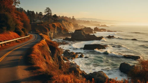 Golden Sunset Coastal Highway Landscape