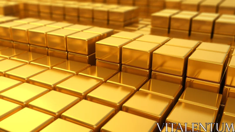 Luxurious Gold Cubes 3D Rendering AI Image