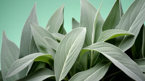 Sage Leaves Close-Up: Green Spiral Pattern with Velvety Texture