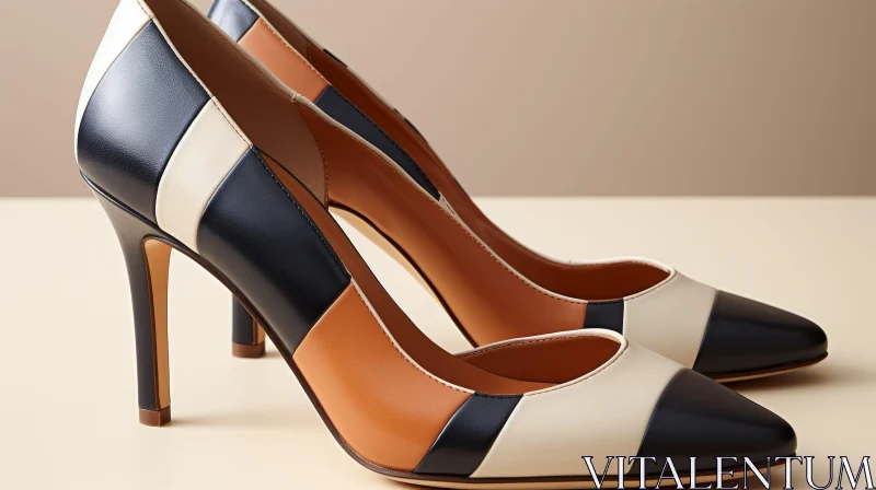 Stylish Multi-Colored High-Heeled Leather Shoes AI Image