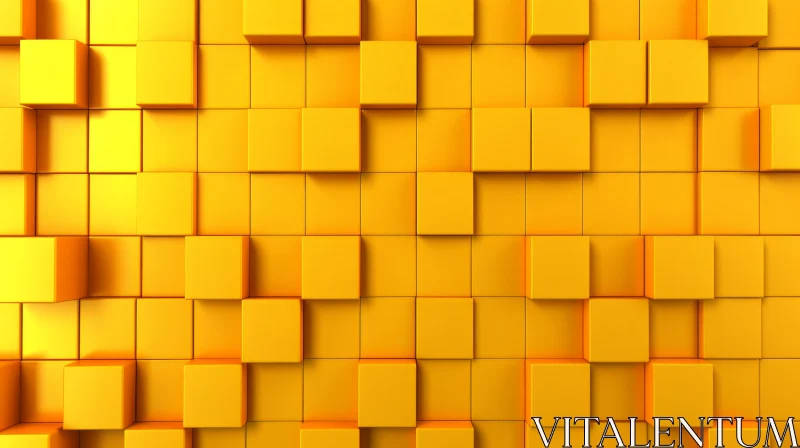 AI ART Yellow 3D Cubes Wall Design