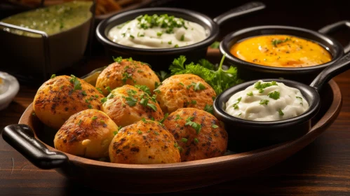 Delicious Fried Cheese Balls with Dipping Sauces