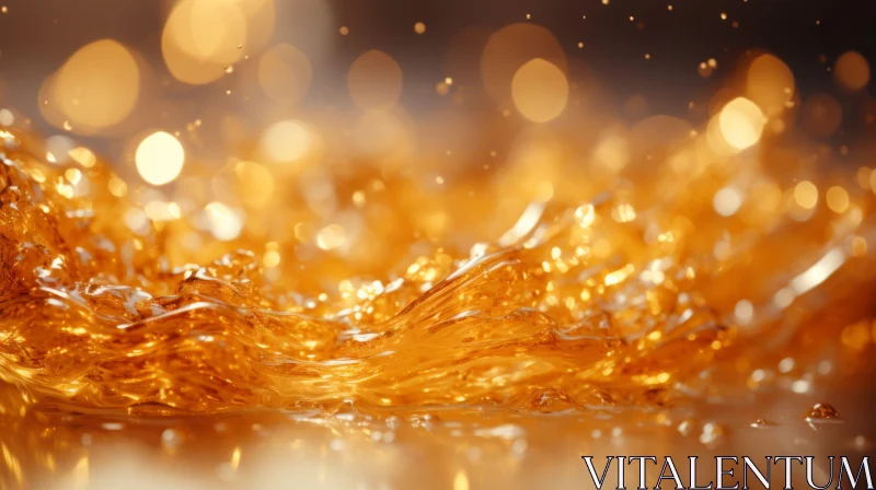 Golden Liquid Close-Up with Dynamic Motion AI Image