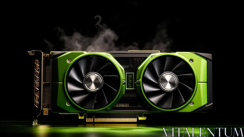 Green and Black Graphics Card - Detailed Shot AI Image