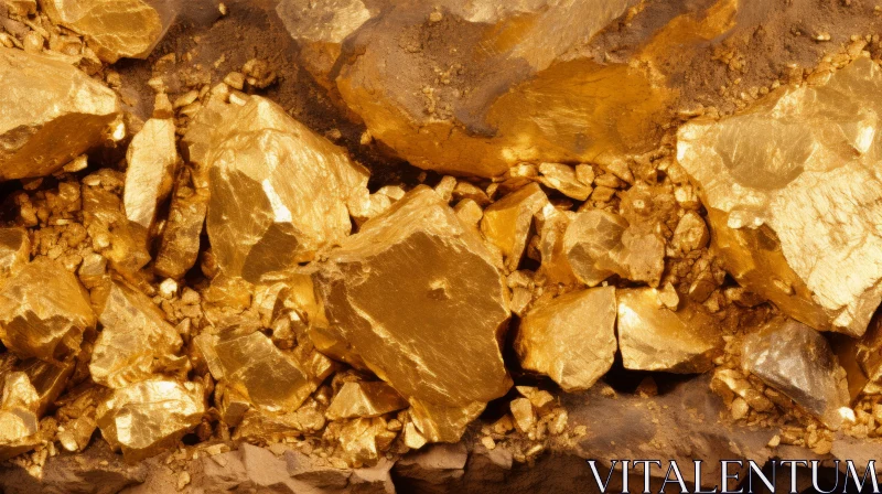 Shiny Gold Nuggets and Rocks Close-Up AI Image