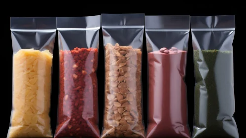 Transparent Plastic Zipper Bags with Food Items Studio Shot