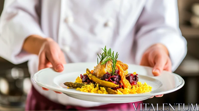 Chef Holding Plate of Food - Culinary Delight AI Image