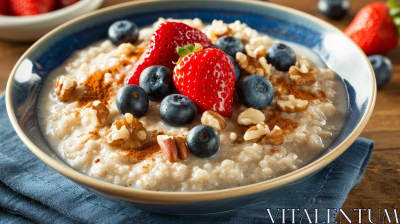 Delicious Oatmeal with Fresh Berries and Walnuts AI Image