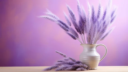 Elegant Purple Wheat Bouquet in White Ceramic Vase
