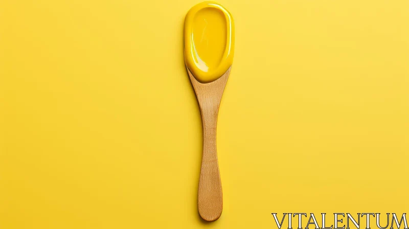AI ART Elegant Wooden Spoon with Yellow Paint