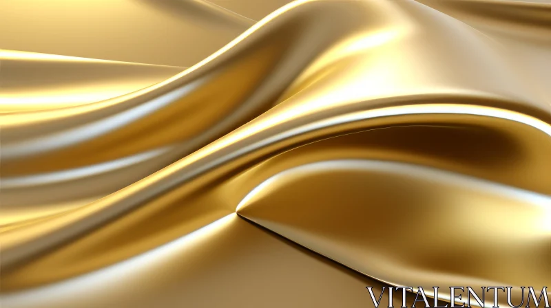 Golden Silk Fabric 3D Rendering - Luxury and Elegance AI Image