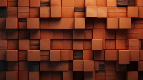 Irregular Brown Cubes Wall Texture | 3D Rendering