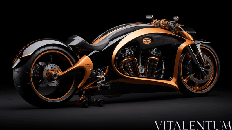 Orange Motorcycle: A Captivating Fusion of Futuristic Victorian and Dark Gold Elegance AI Image