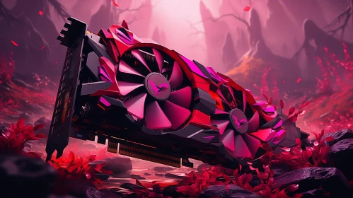 Red and Black Computer Graphics Card in Forest Setting