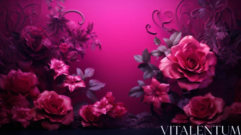 Romantic Floral Background - Pink and Purple Flowers AI Image