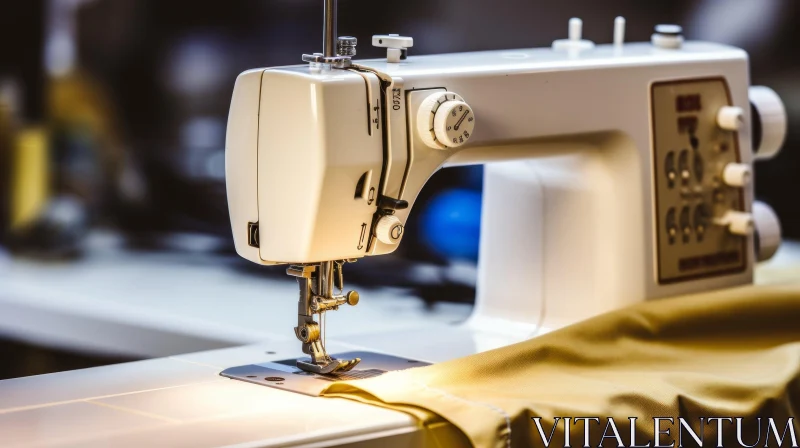 AI ART White Sewing Machine Close-Up