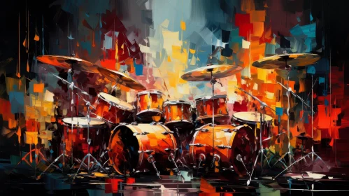 Colorful Drum Set Digital Painting