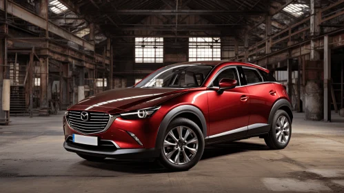 Crimson Mazda CX-3 in an Old Warehouse | Industrial Storage