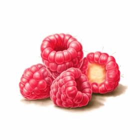 Delicious and Vibrant Raspberries: A Realistic Artwork