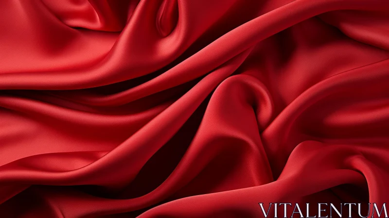 AI ART Elegant Red Silk Fabric with Wavy Surface