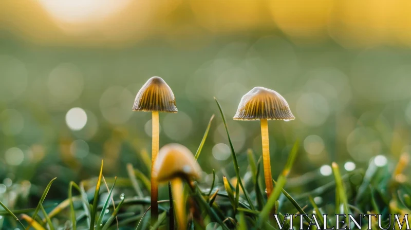 Enchanting Mushroom Cluster in Field AI Image