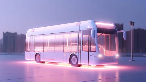 Futuristic White Bus 3D Rendering