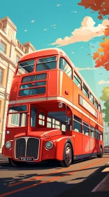 London Cartoon Bus Illustration