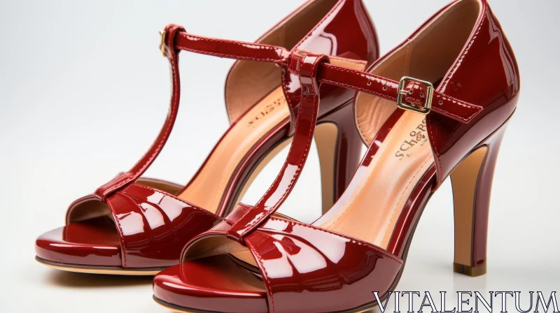 Red High-Heeled Shoes with Ankle Strap | Fashion Statement AI Image